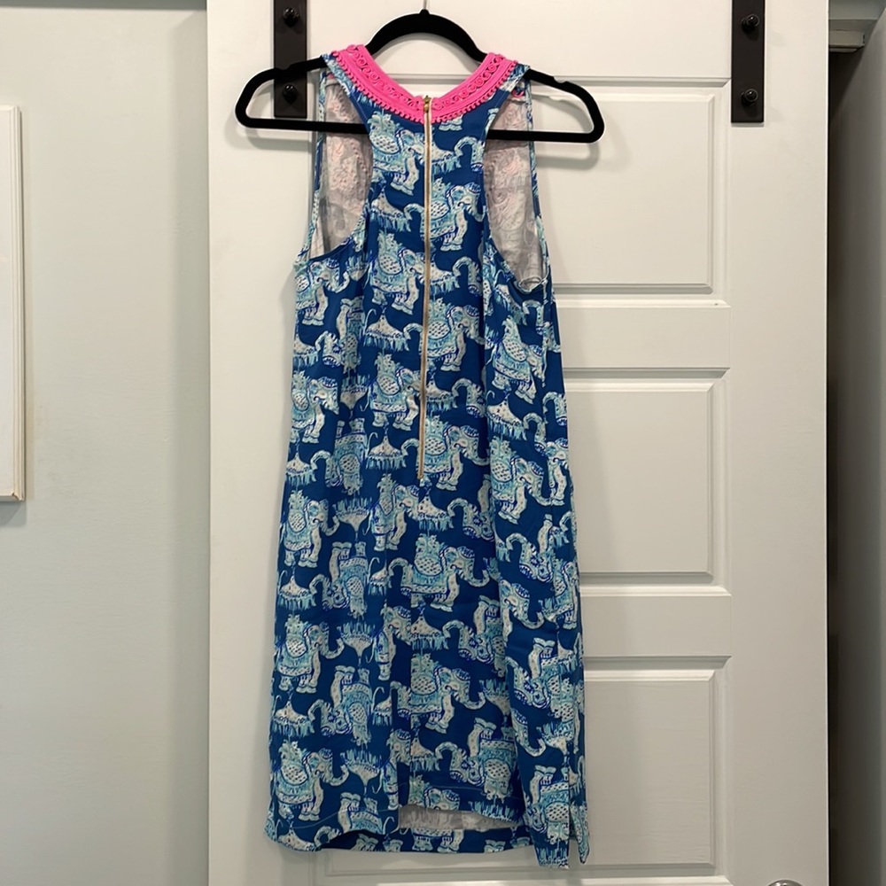 Lilly Pulitzer Sz 6 dress, blue and white elephant print. - Picture 5 of 5